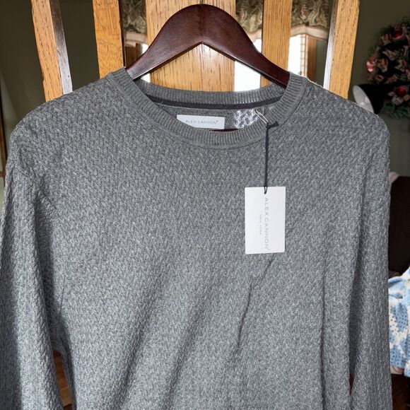 Alex Cannon Mens XL Sweater GRAY Cable Knit Pullover Long Sleeve Crew Neck NEW - Picture 2 of 5